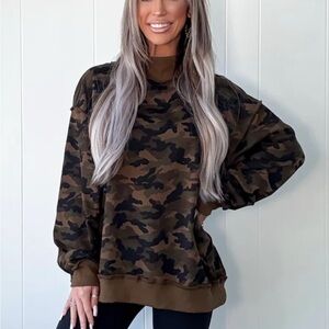 Camouflage women’s mock neck